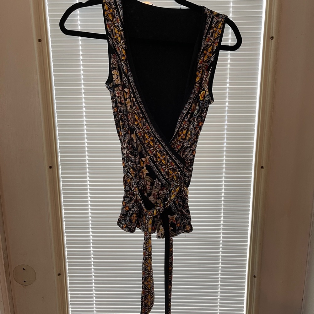 White House Black Market Black and Brown Wrap Tank Top reversible